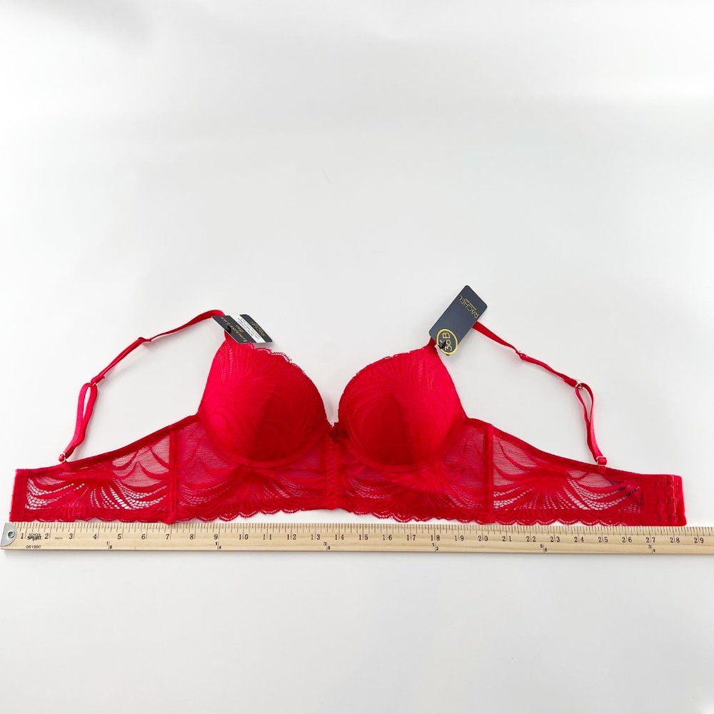 Rachel Roy Longline Lace Bra criss cross front 36B Red NWT - Picture 10 of 10